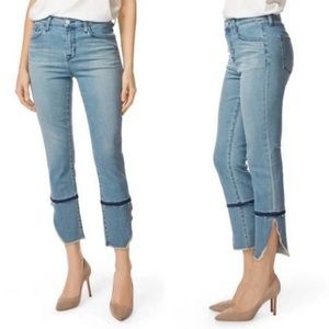 J BRAND “RUBY” BLUE CROPPED SCALLOPED HEM JEANS SIZE 25